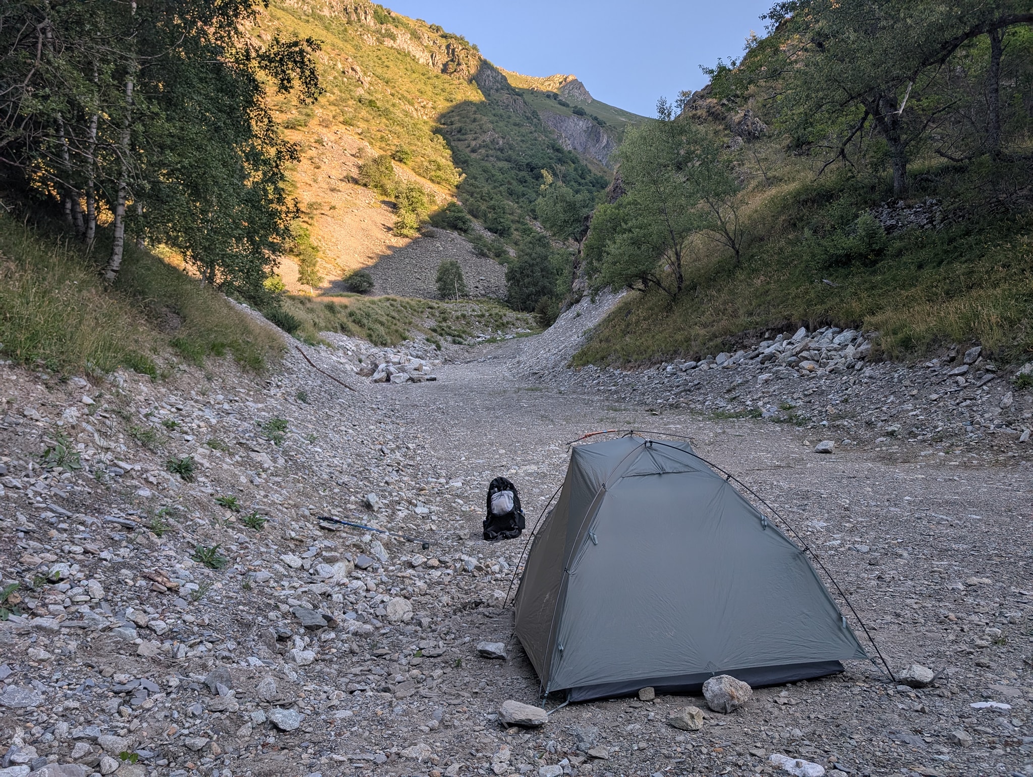 Teltplassen i Désert-en-Valjouffrey. 
